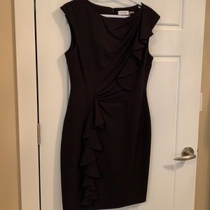 Mid length black dress with fluff!!